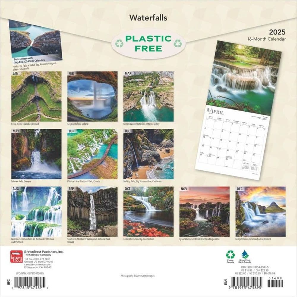 Waterfalls 2025 Wall Calendar First Alternate Image