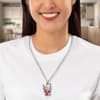 image White Cat in Strawberry Cup Necklace Silver on a model