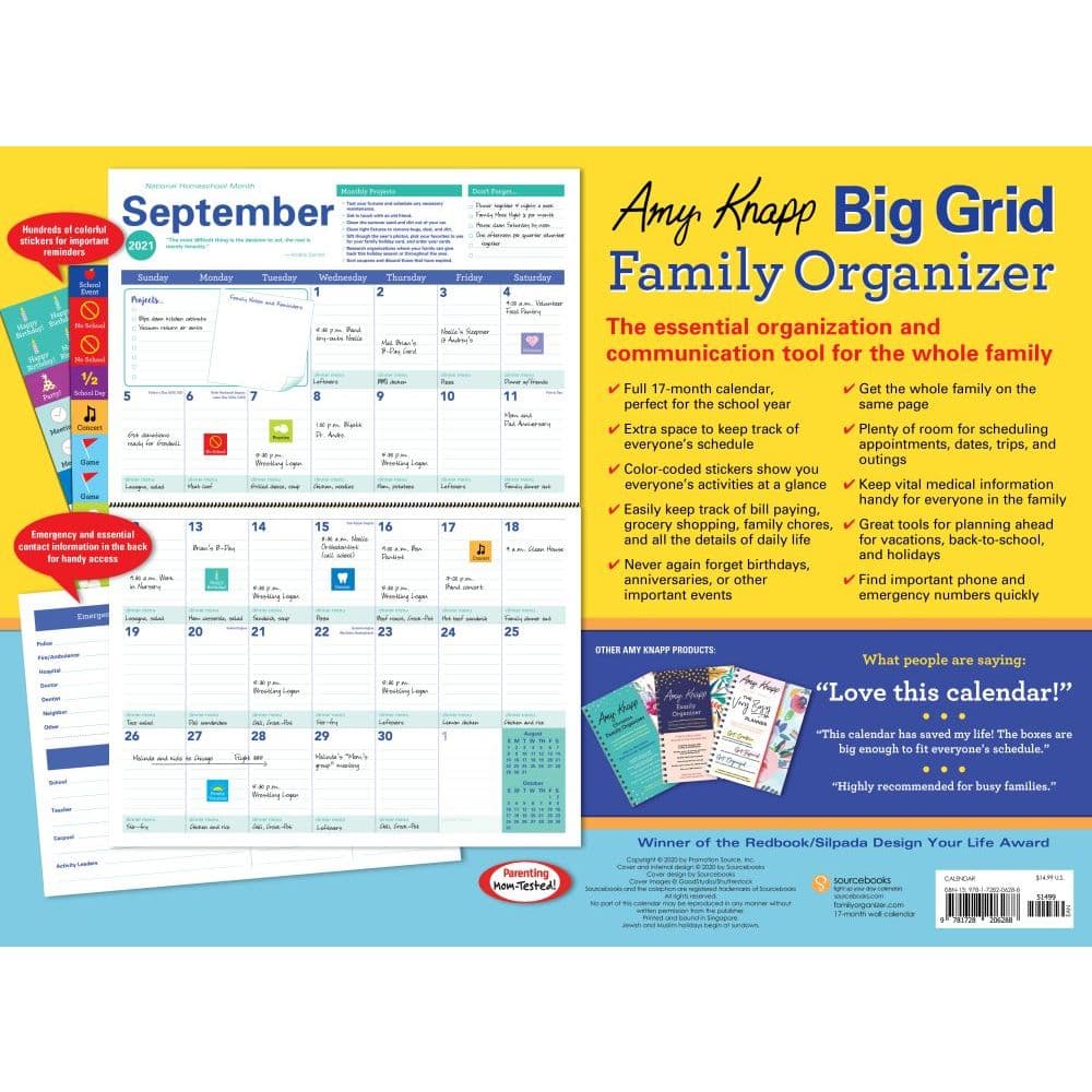 Amy Knapps Family Organizer Wall Calendar - Calendars.com