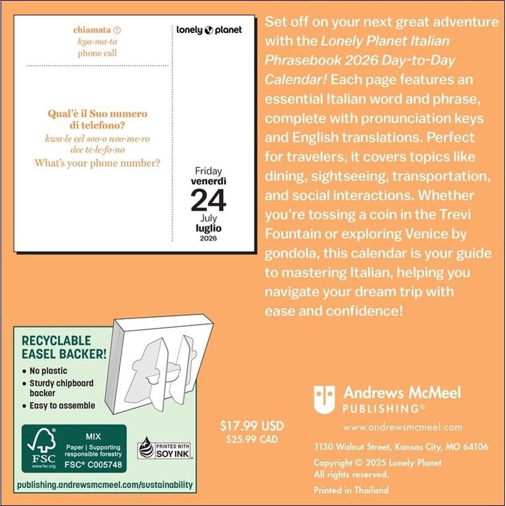 Lonely Planet Italian 2026 Desk Calendar First Alternate Image