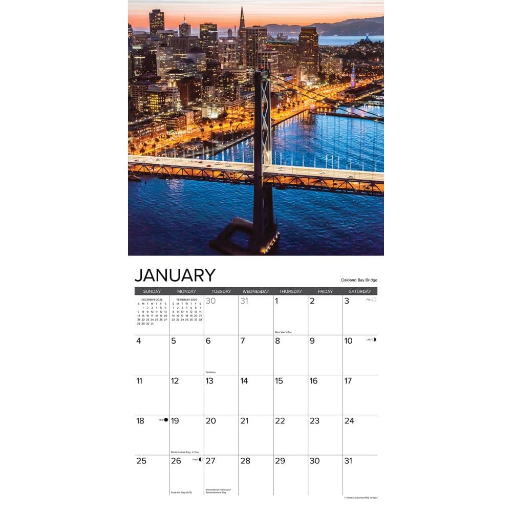 San Francisco 2026 Wall Calendar, 12'' X 12'', 18-Month Calendar with Stapled Binding