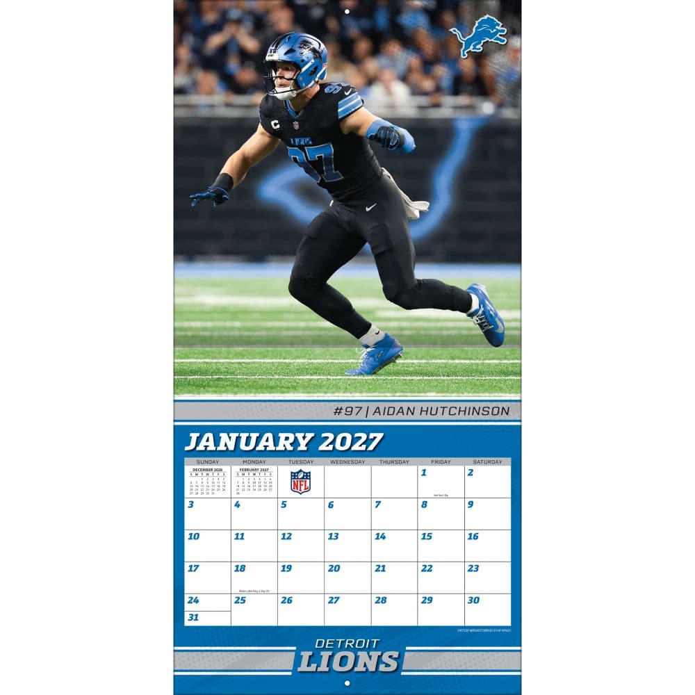 NFL Detroit Lions 2027 Wall Calendar Third  Alternate Image