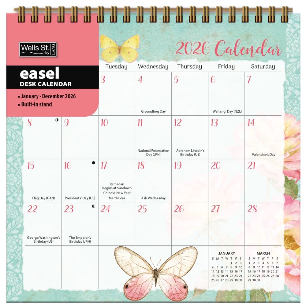 Butterflies 2026 Easel Desk Calendar by Jane Shasky Second Alternate Image
