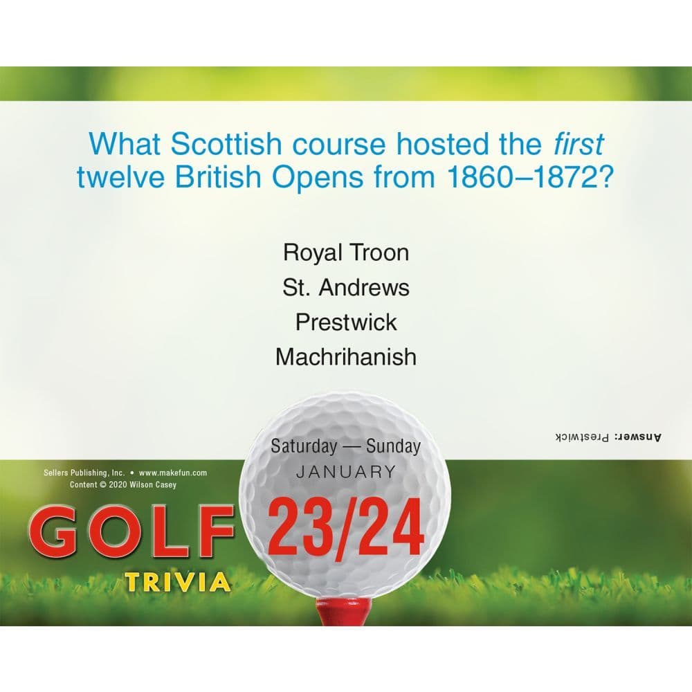 Golf Trivia Desk Calendar Calendars