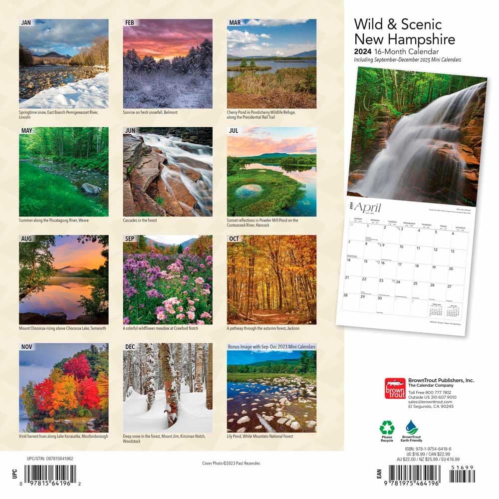 New Hampshire Wild and Scenic 2024 Wall Calendar