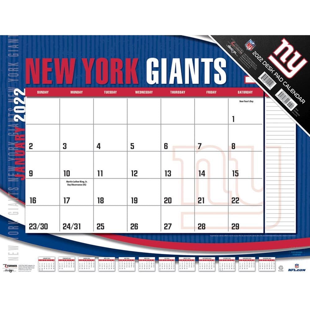 Nfl New York Giants 2022 Desk Pad - Calendars.com