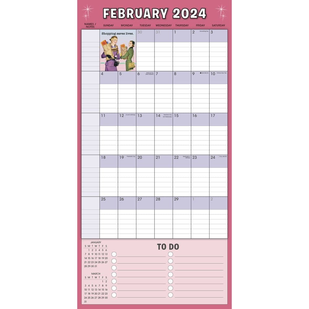 Retro Mama Family 17-Month 2024 Wall Calendar Second Alternate Image width=&quot;1000&quot; height=&quot;1000&quot;