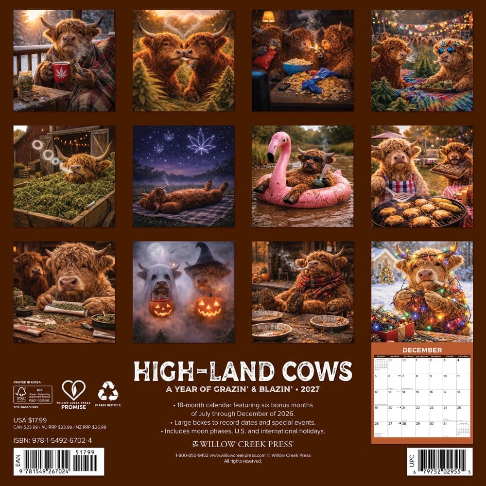 High-Land Cows 2027 Wall Calendar First Alternate Image