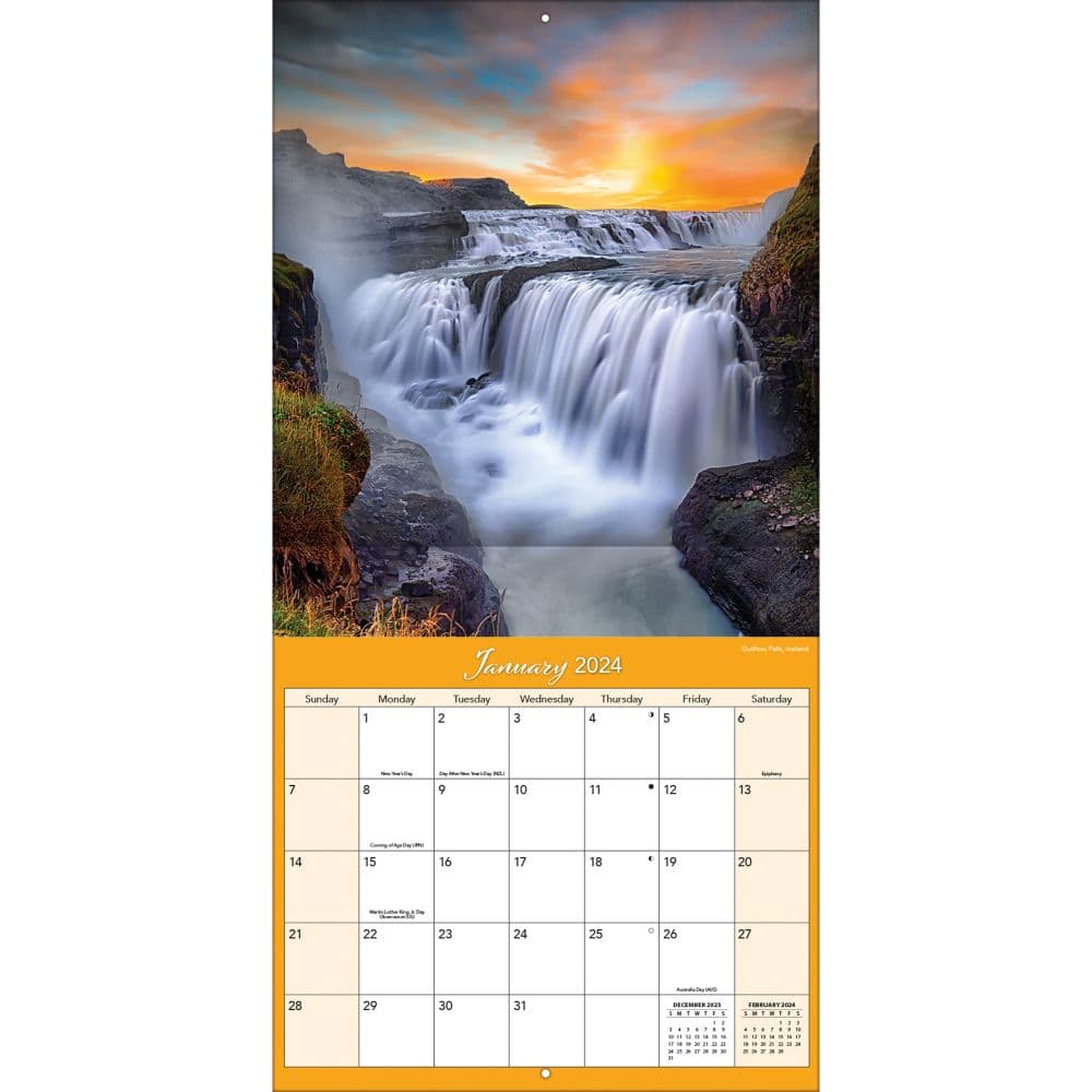 Waterfalls 2024 Wall Calendar