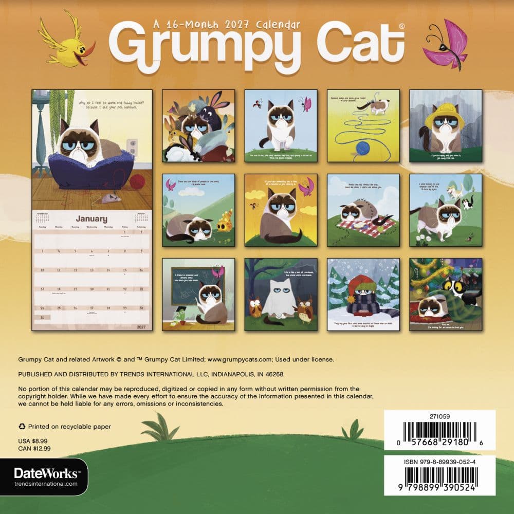 Grumpy Cat 2027 Mini Wall Calendar First Alternate Image