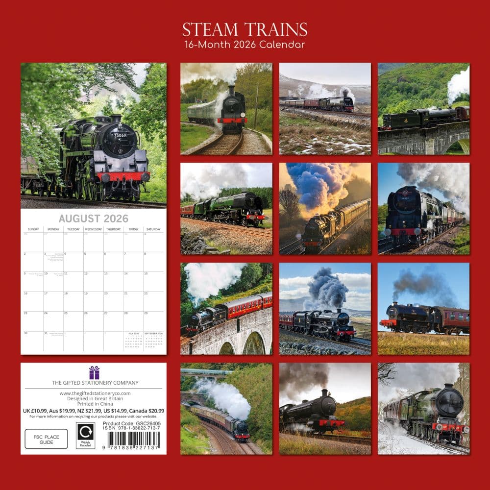 Steam Trains 2026 Wall Calendar First Alternate Image