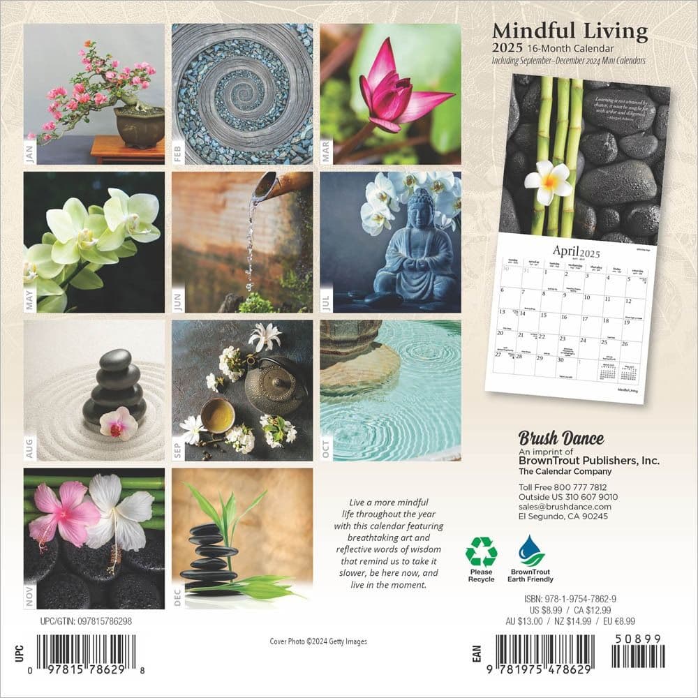 Mindful Living 2025 Mini Wall Calendar First Alternate Image