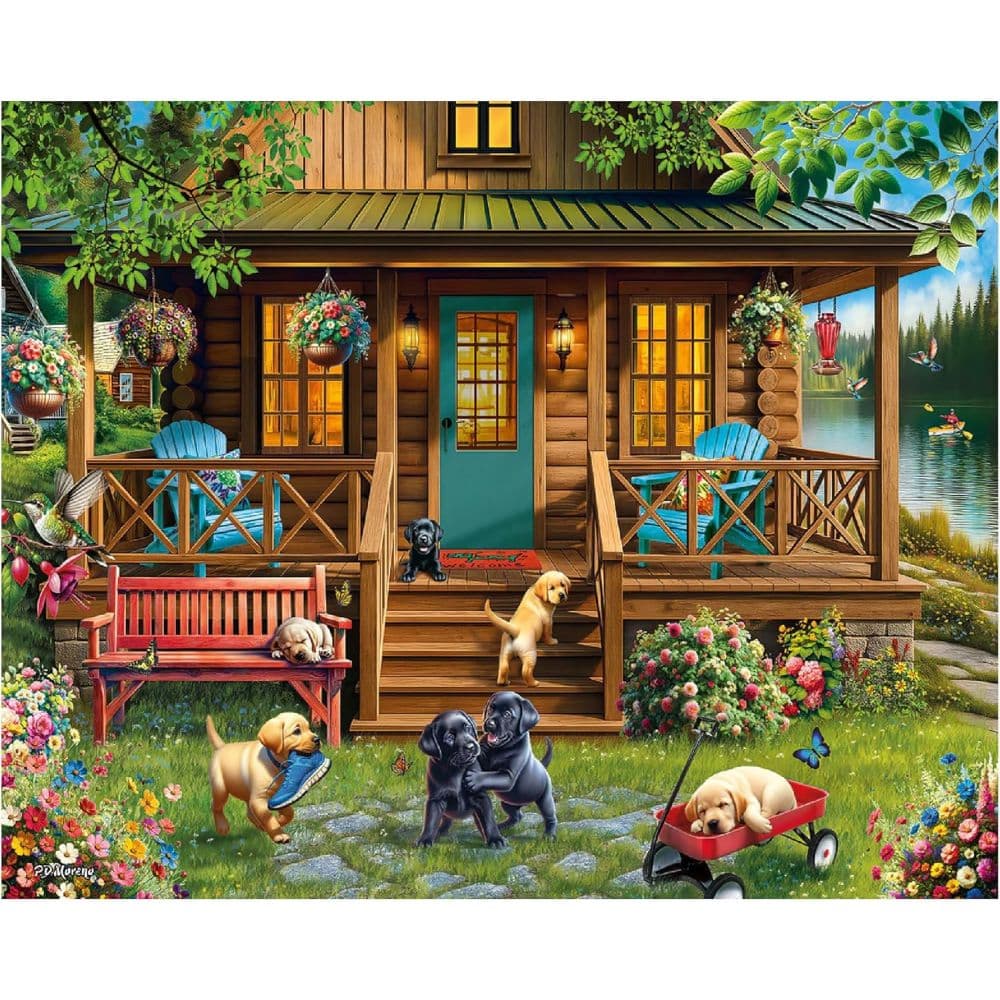 Porch Puppies 1000 Piece Puzzle by P.D. Moreno First Alternate Image