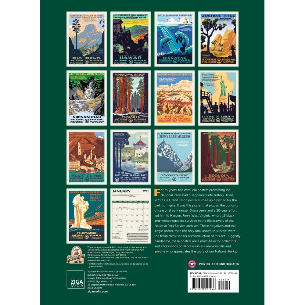 National Parks WPA Grid 2024 Wall Calendar First Alternate Image width=&quot;1000&quot; height=&quot;1000&quot;