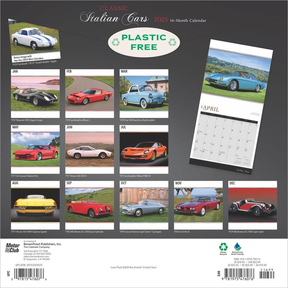 Classic Italian Cars Motor Club 2025 Wall Calendar First Alternate Image