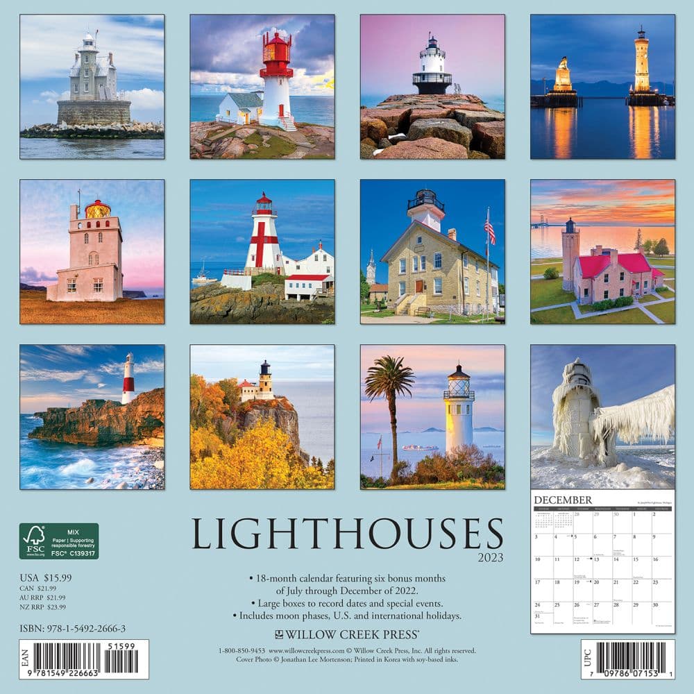 Lighthouses 2023 Wall Calendar - Calendars.com