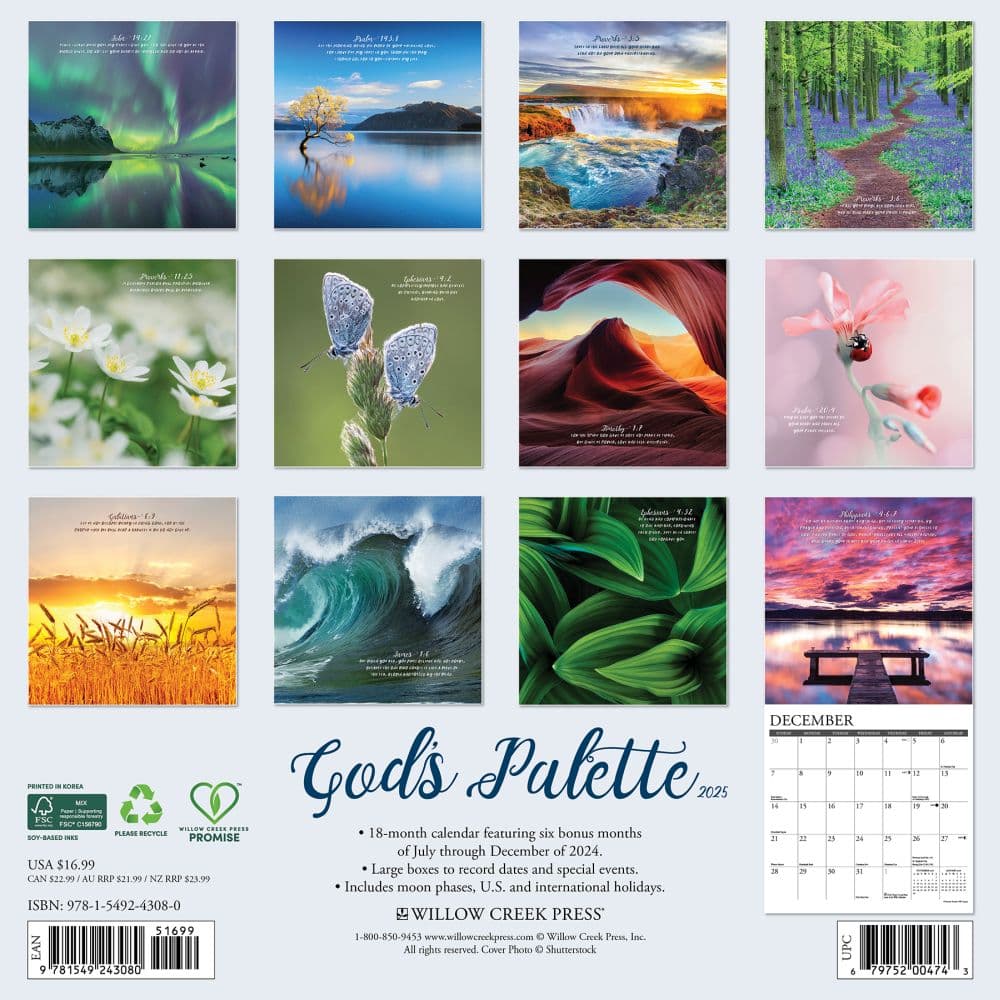Gods Palette 2025 Wall Calendar