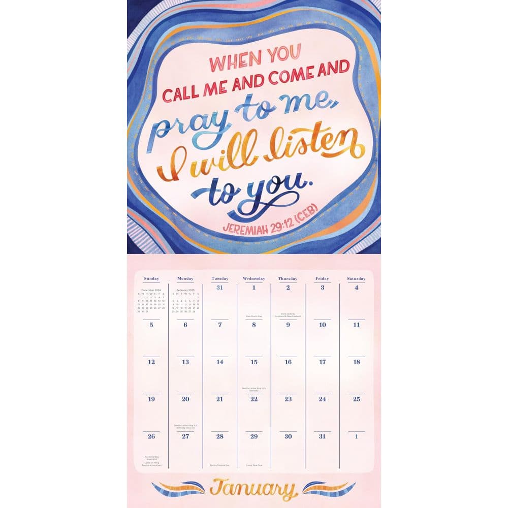 Bible Verses Illustrated 2025 Wall Calendar