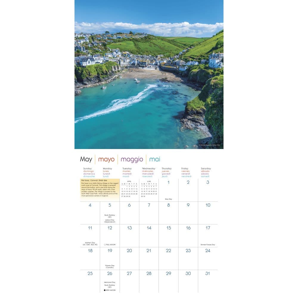 Bon Voyage Seaside Destinations Around World 2025 Wall Calendar