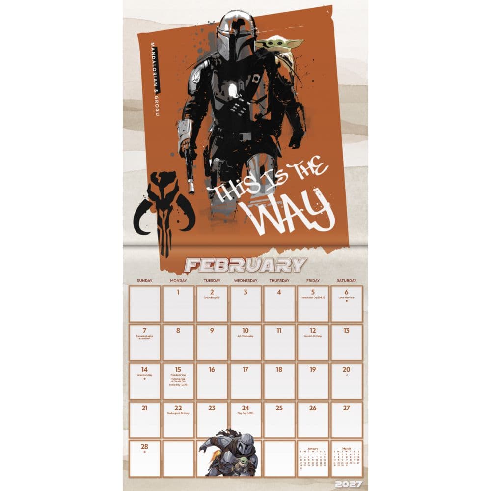 Star Wars Mandalorian Grogu 2027 Mini Wall Calendar Third Alternate Image