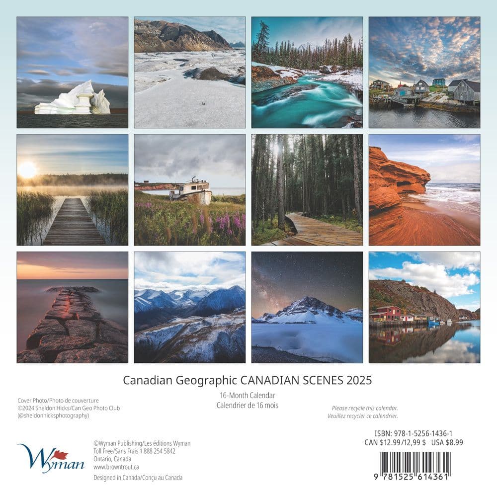 Canada Wyman 2025 Mini Wall Calendar back cover image