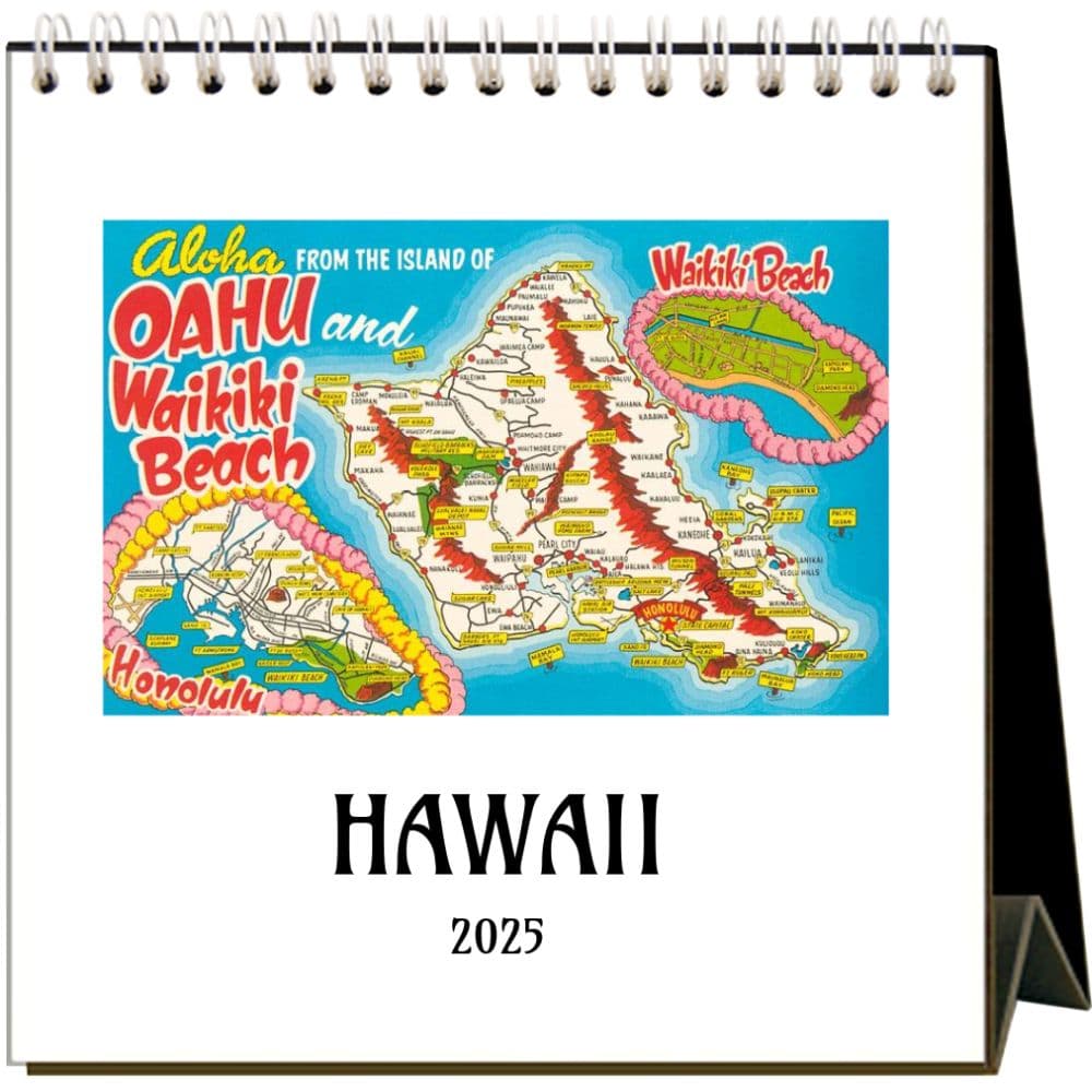 Nostalgic Hawaii 2025 Easel Desk Calendar