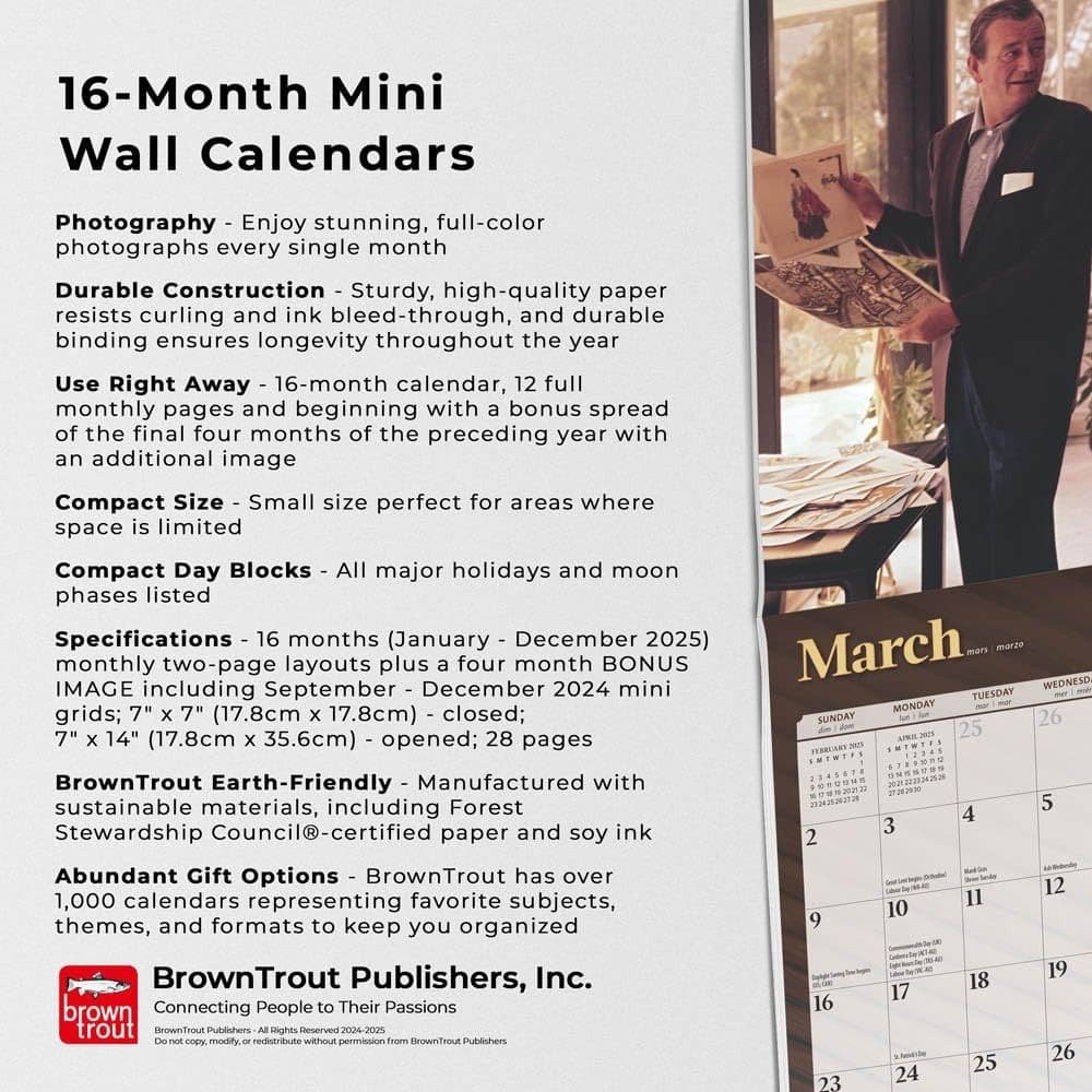 John Wayne 2025 Mini Wall Calendar Fifth Alternate Image