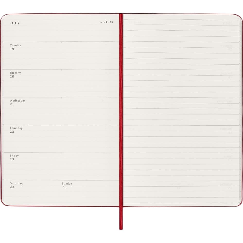 Moleskine Scarlet Red 2027 Large Hard Cover Weekly Planner Third Alternate Image