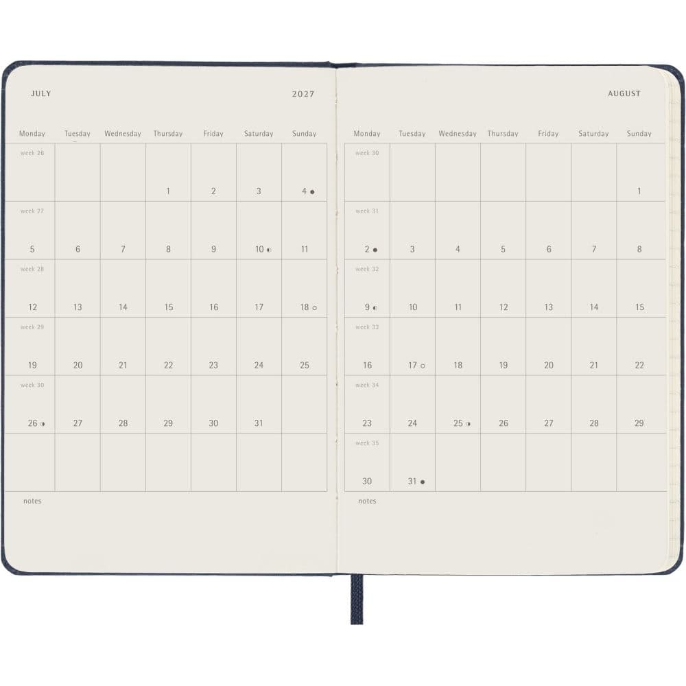 Moleskine Sapphire Blue Pocket Hard Cover 2027 Daily Planner Fifth Alternate Image