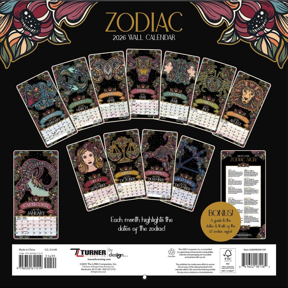 Zodiac 2026 Wall Calendar_ALT1