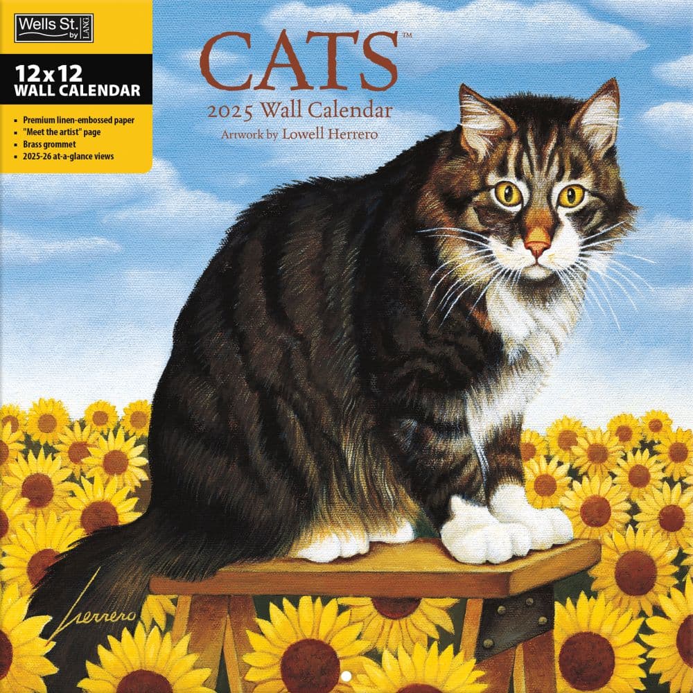 Cats by Lowell Herrero 2025 Wall Calendar