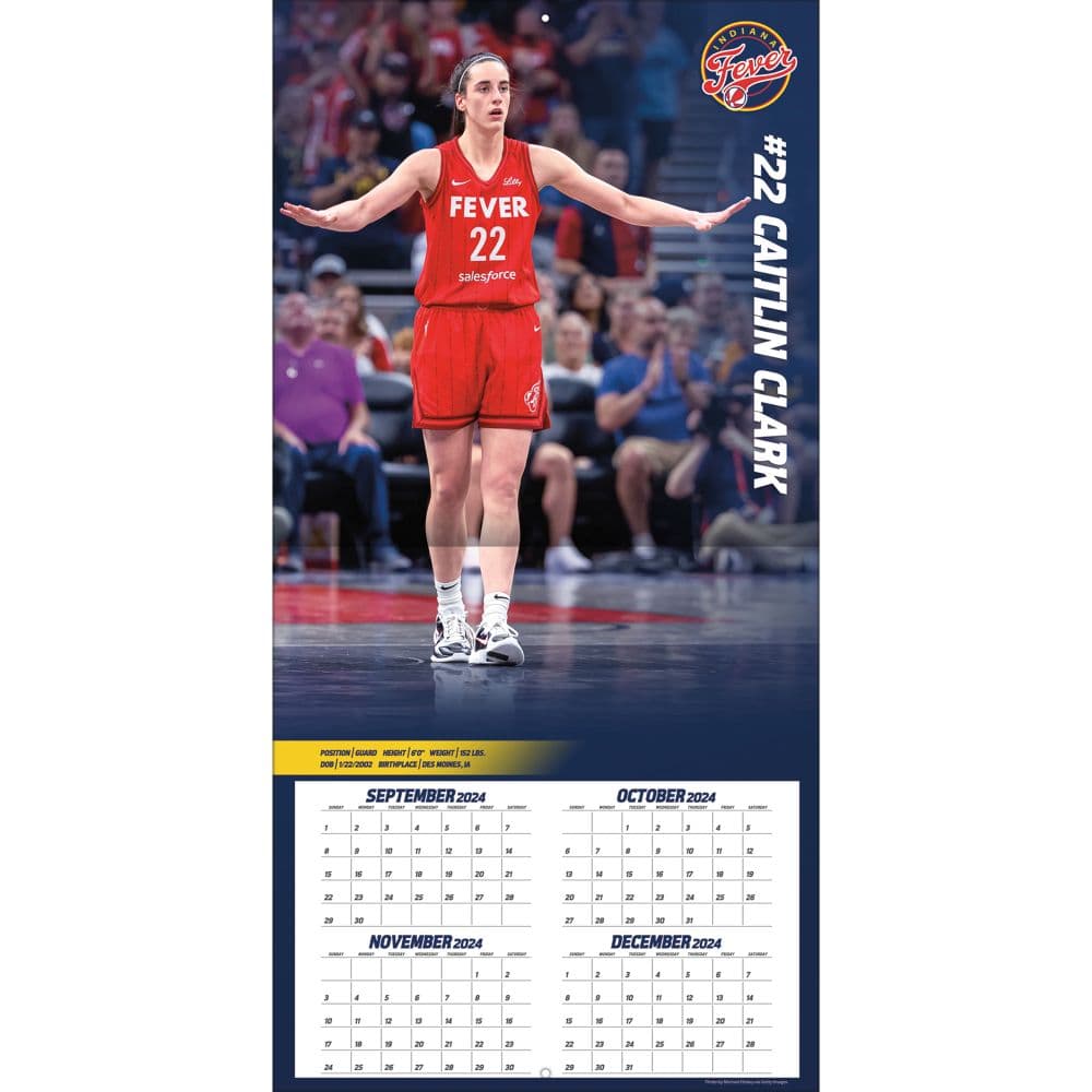 WNBA Indiana Fever Caitlin Clark 2025 Wall Calendar Second Alternate Image