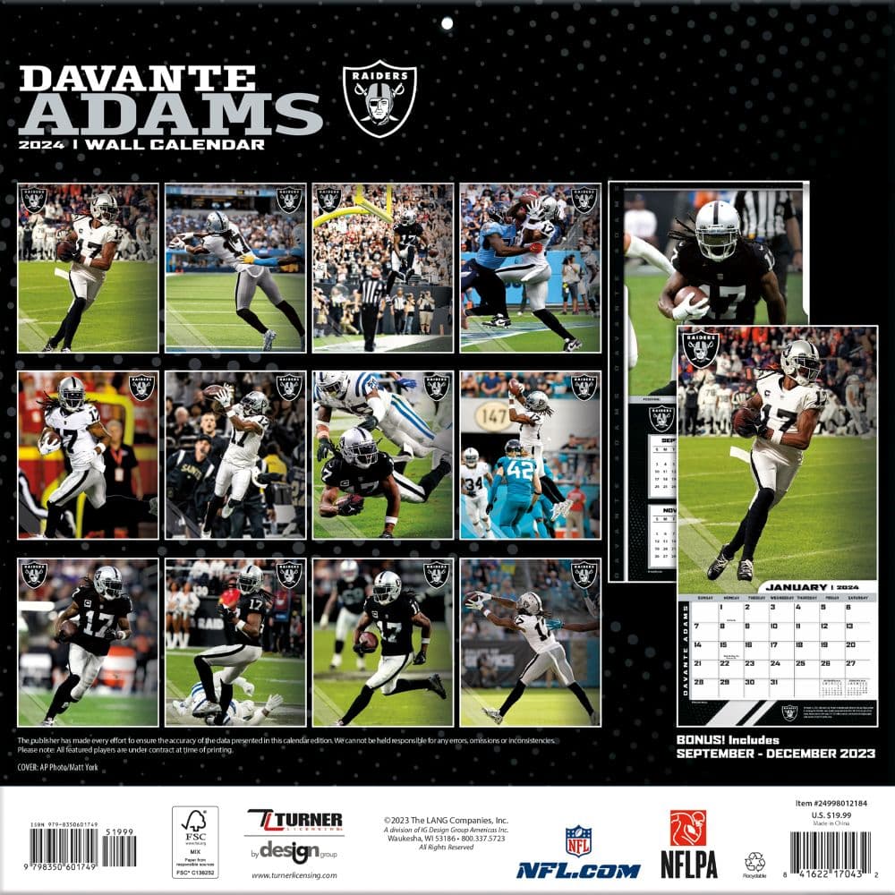 Las Vegas Raiders Davante Adams 2024 Wall Calendar