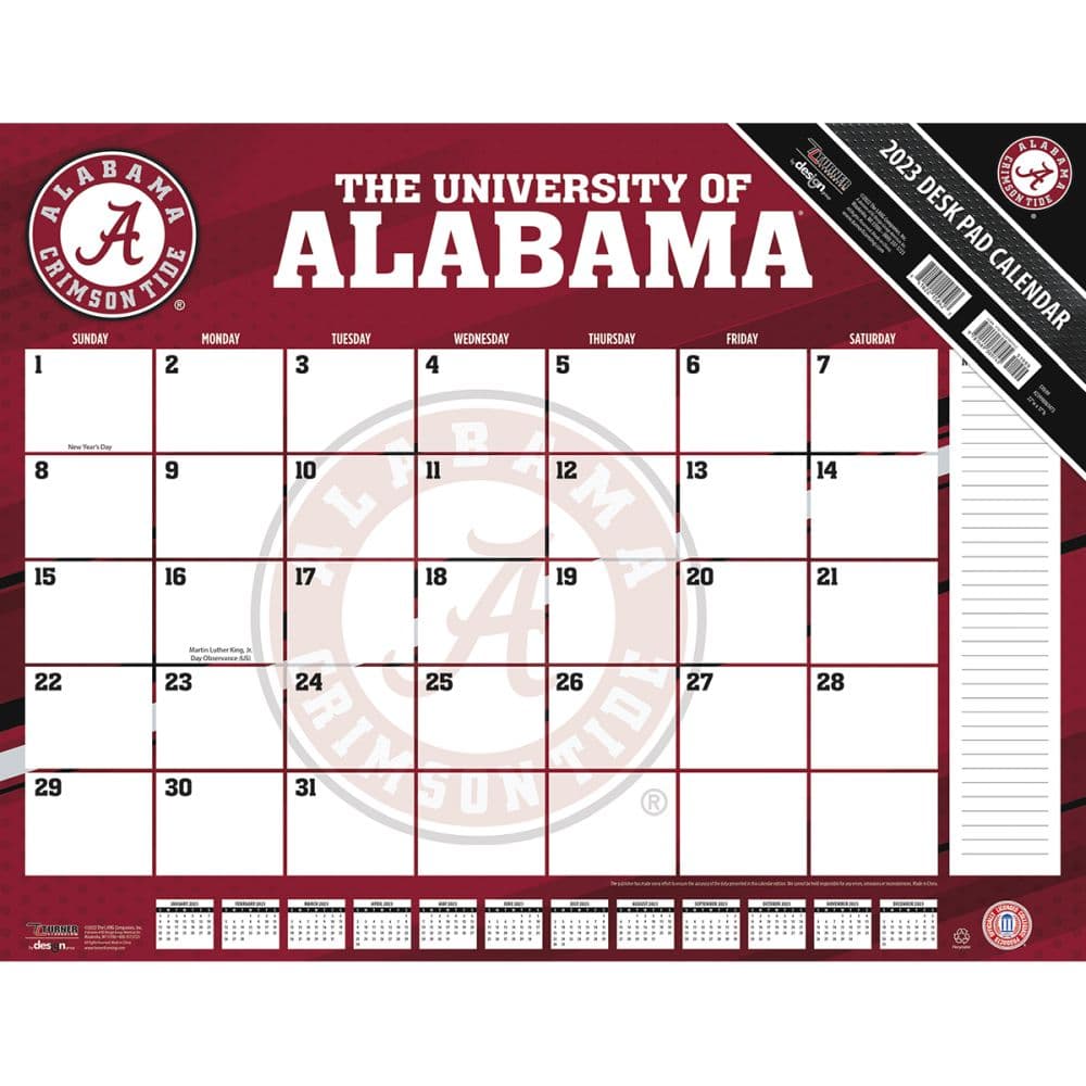 Alabama Crimson Tide 2023 Desk Pad Calendar Calendars For All