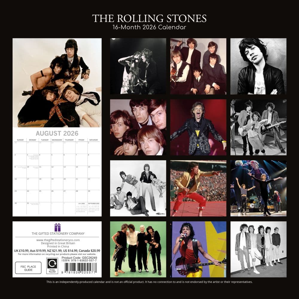 Rolling Stones 2026 Wall Calendar First Alternate Image