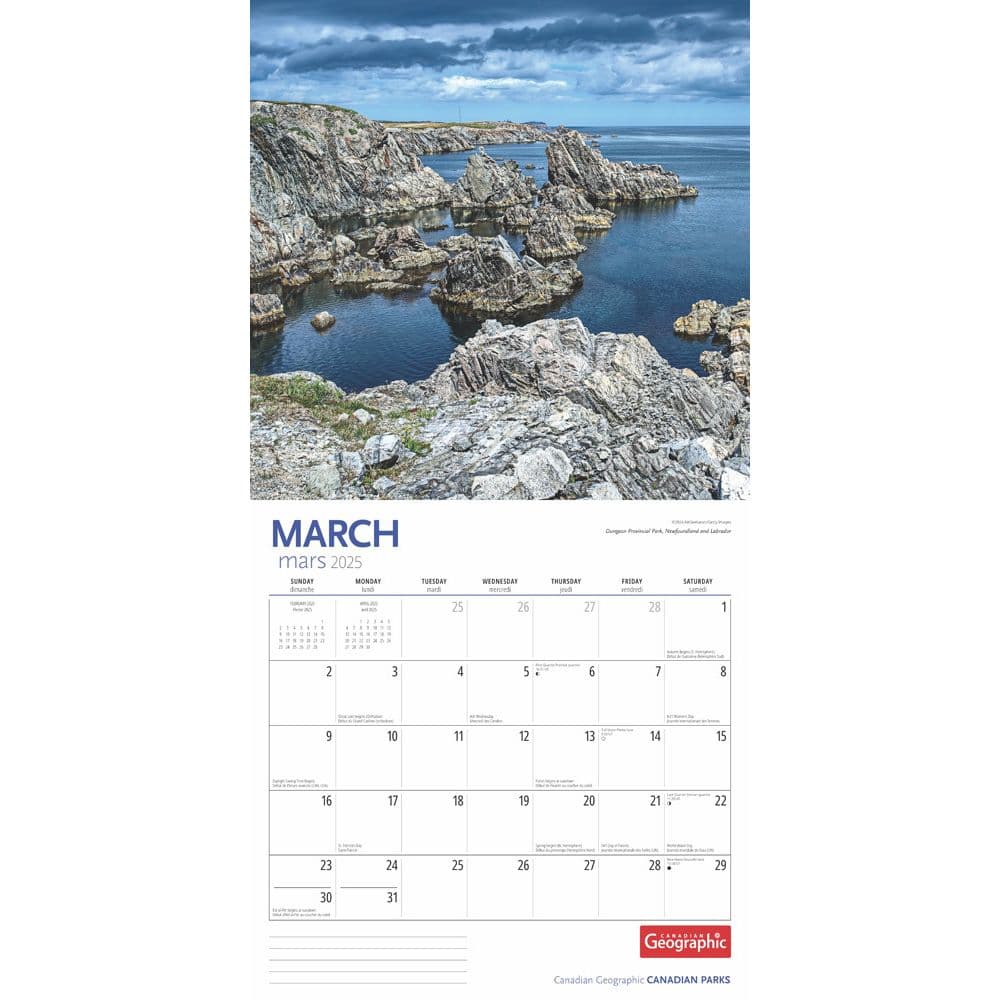 Canadian National Parks 2025 Wall Calendar interior