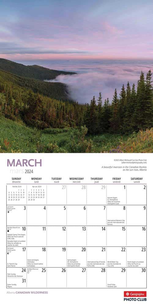 Canada Wyman 2024 Mini Wall Calendar March