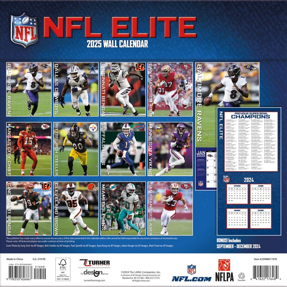 NFL Elite 2025 Wall Calendar First Alternate Image