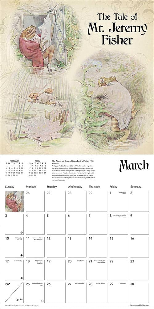 Beatrix Potter Library 2024 Wall Calendar March