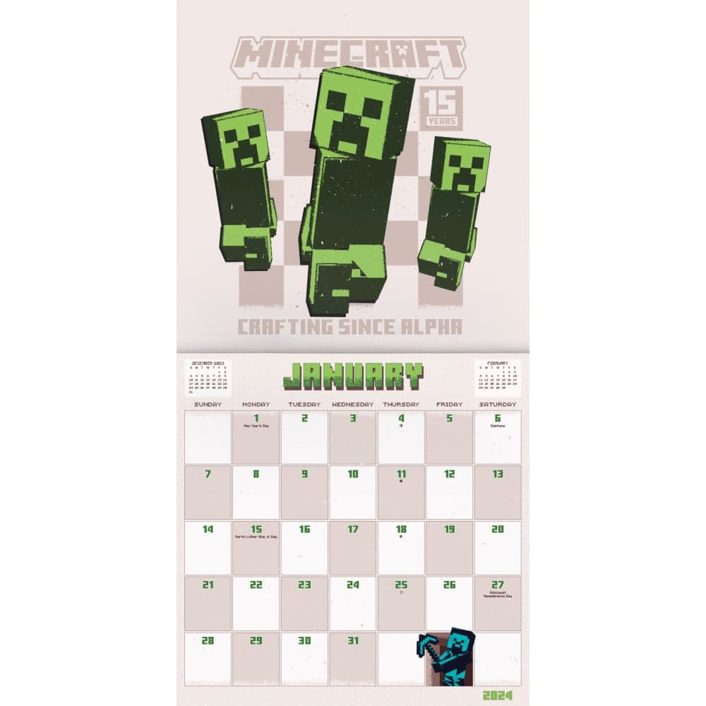 Minecraft 15 Year Collector&#39;s Edition 2024 Wall Calendar Alt2