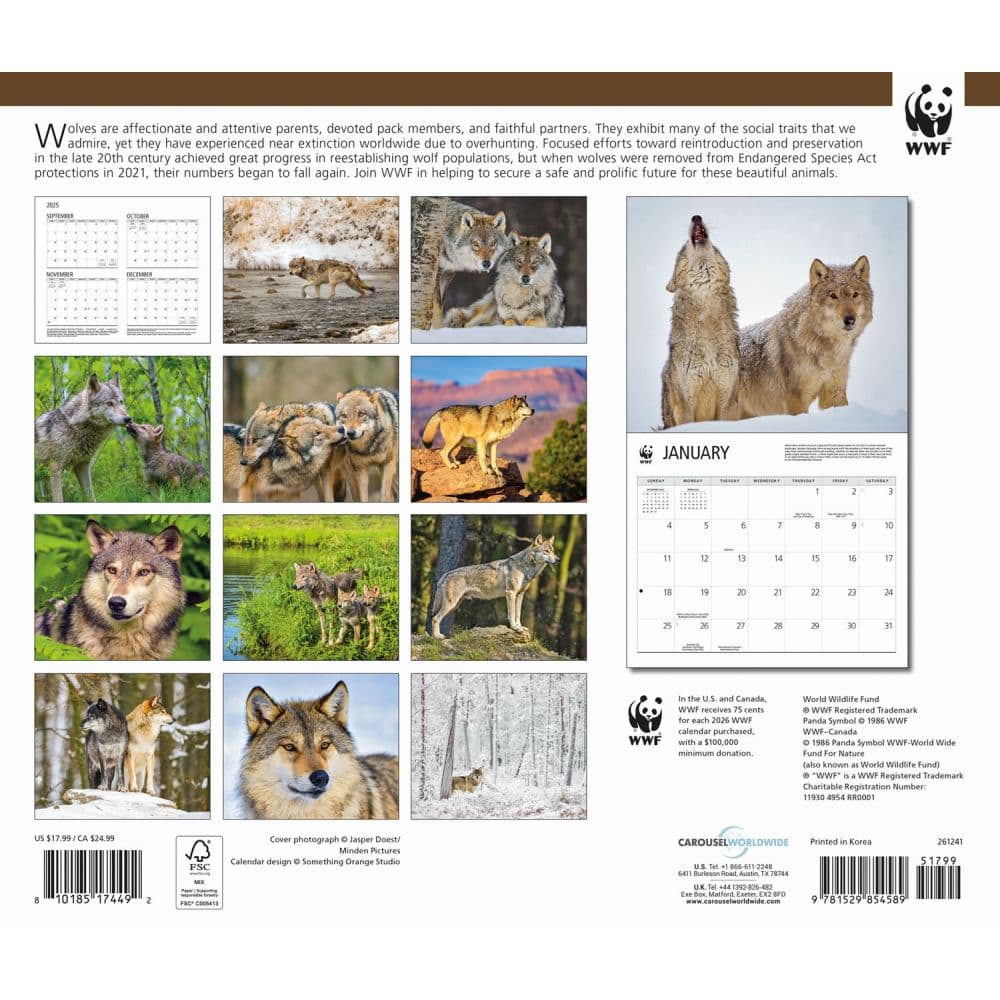 Wolves WWF 2026 Wall Calendar First Alternate Image