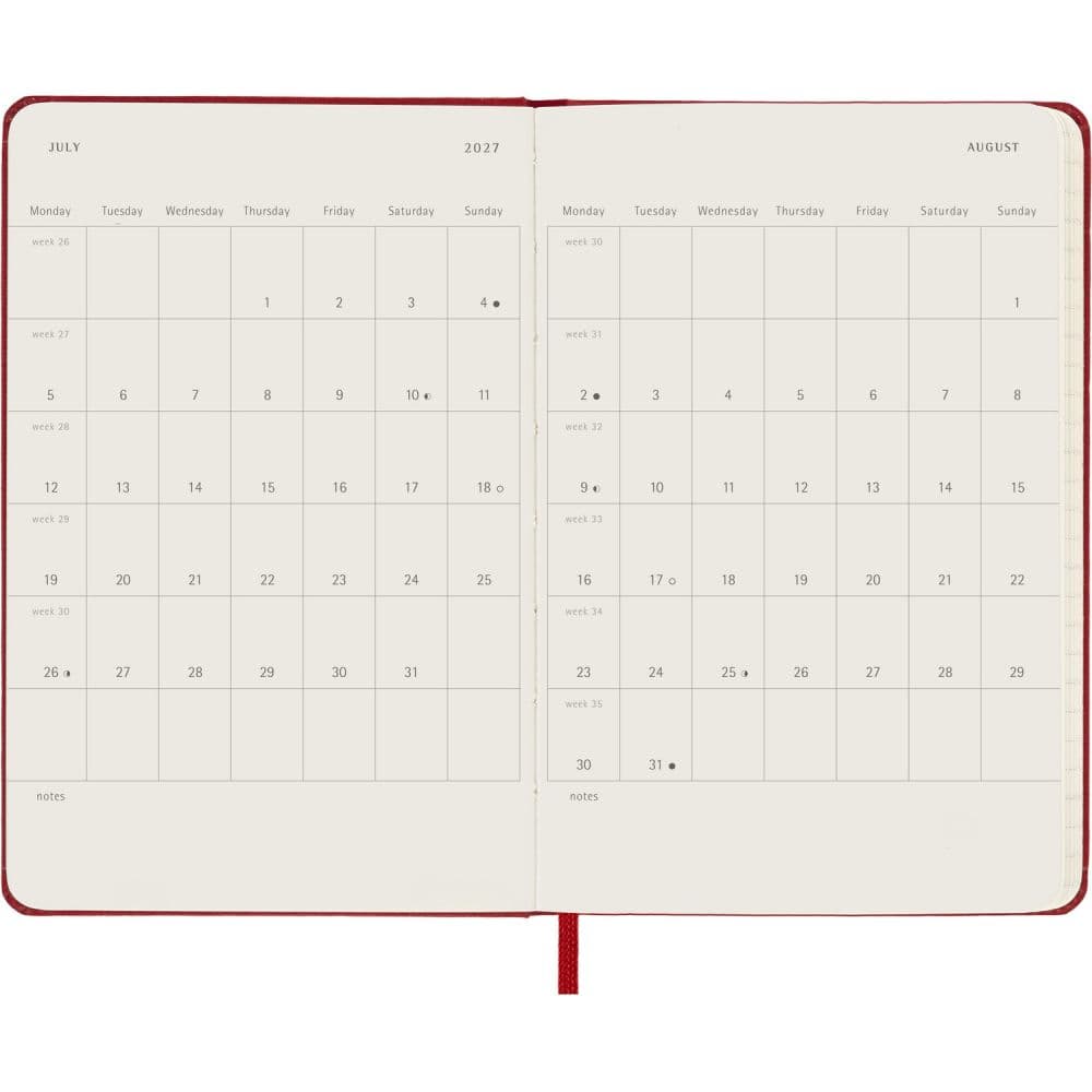 Moleskine Scarlet Red Pocket Hard Cover 2027 Daily Planner Fifth Alternate Image