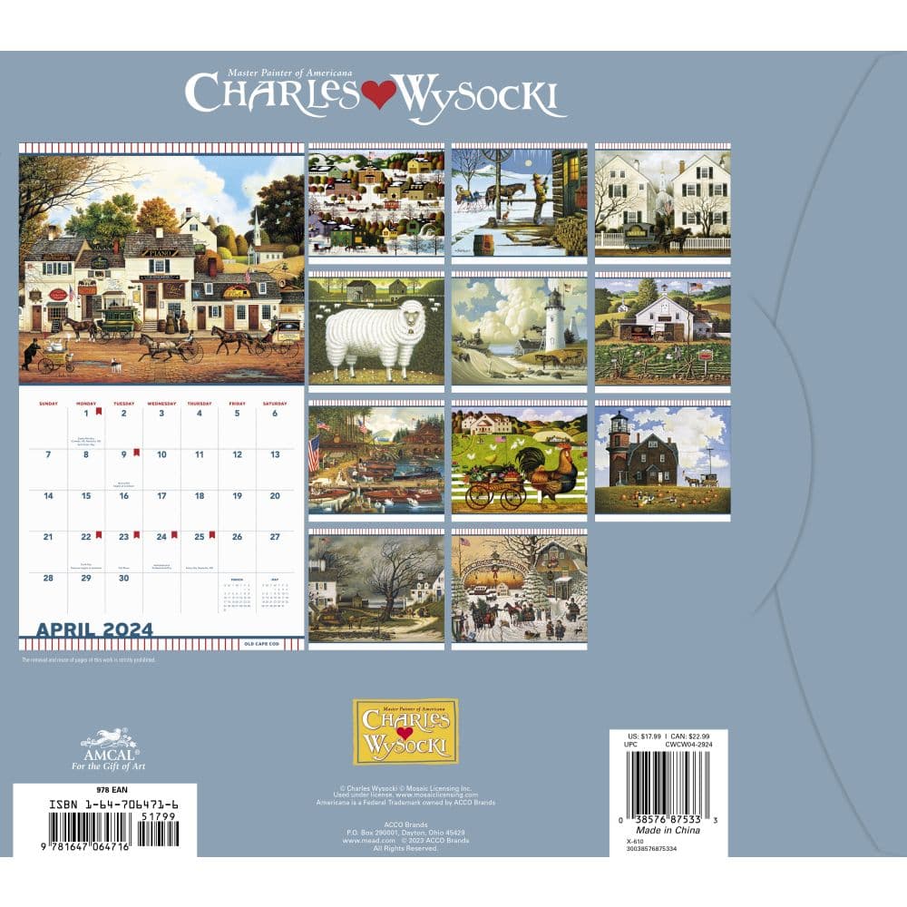 Wysocki Americana 2024 Wall Calendar