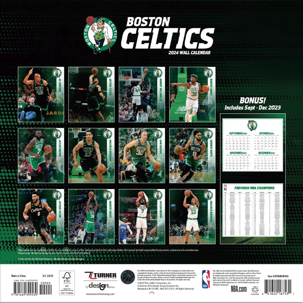 Boston Celtics 2025 Mini Wall Calendar