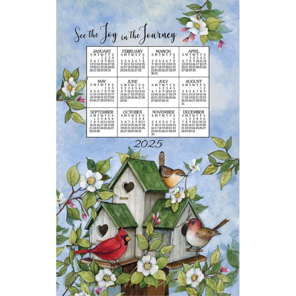 Birdhouses 2025 Calendar Towel