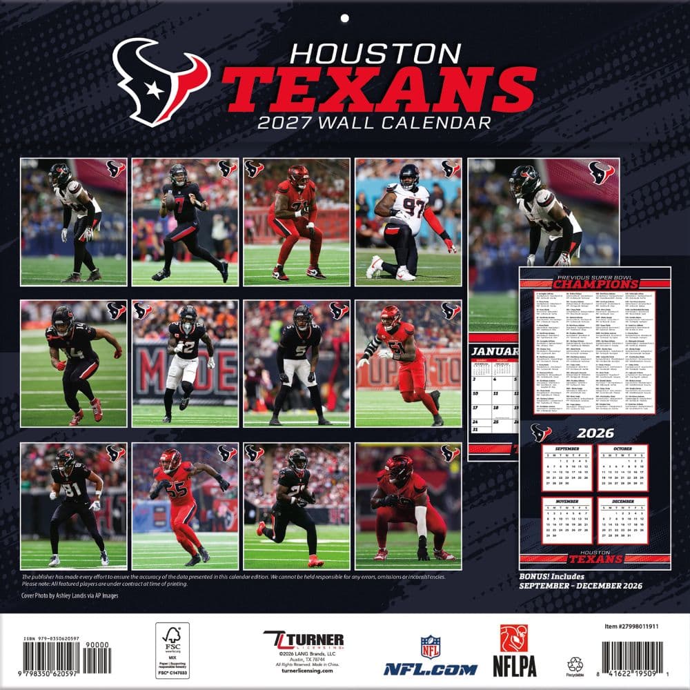 NFL Houston Texans 2027 Wall Calendar First Alternate Image