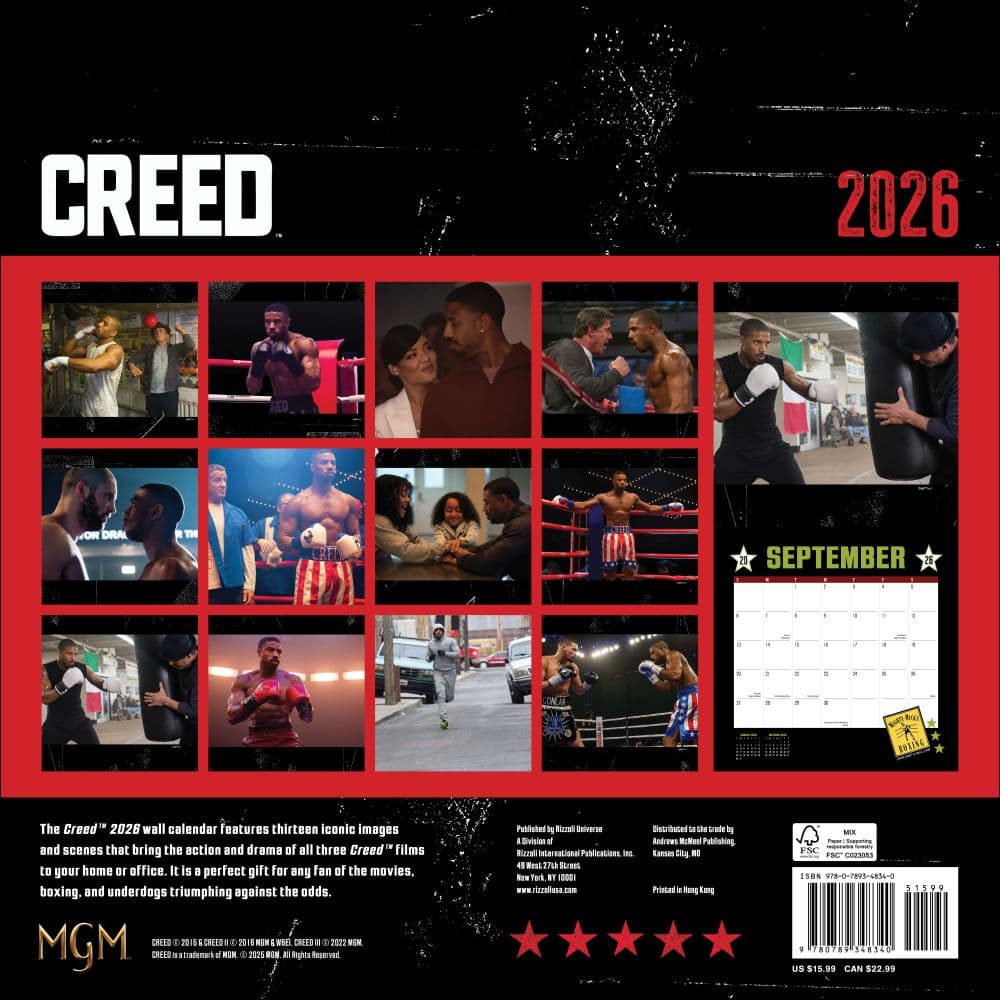 Creed 2026 Wall Calendar First Alternate Image