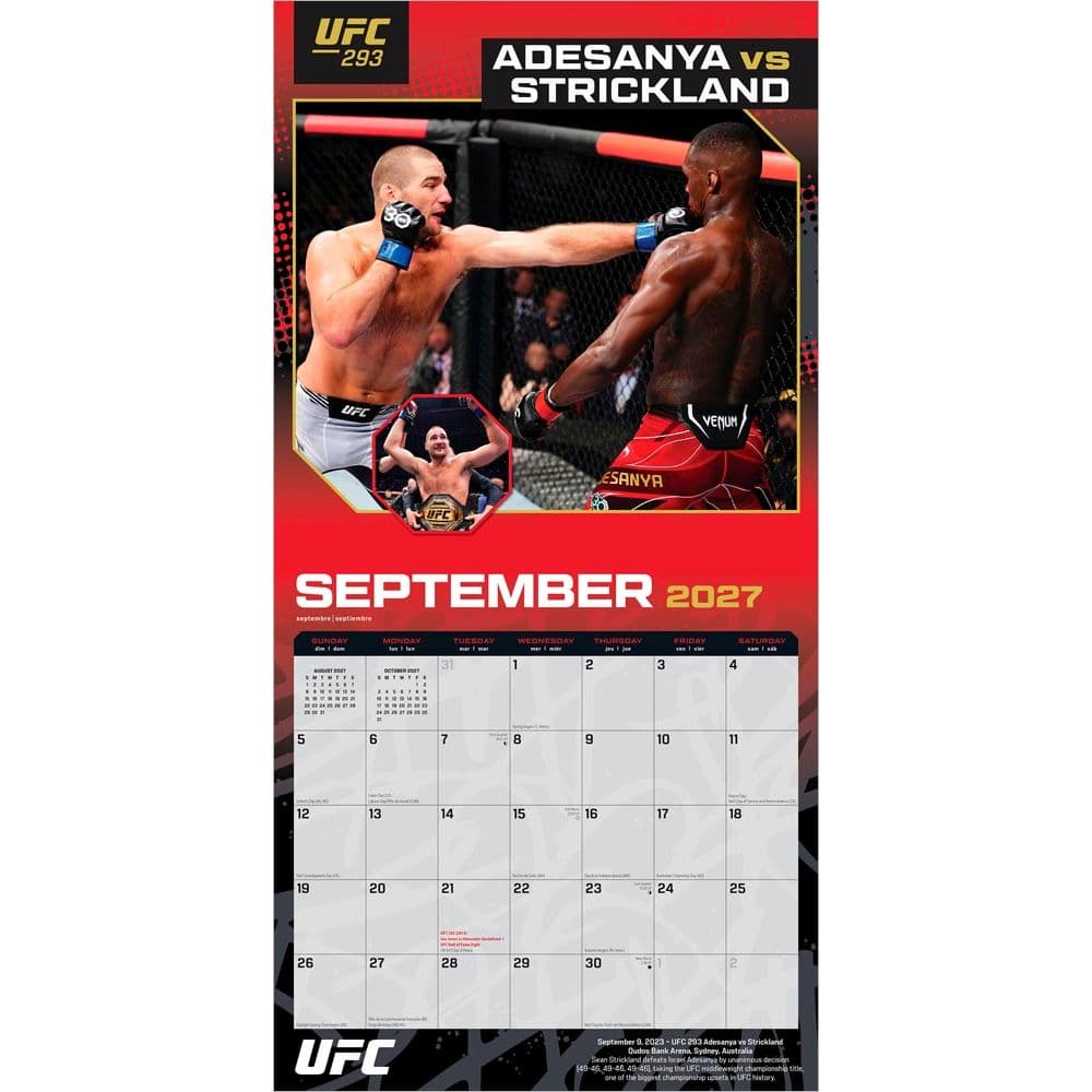 UFC Championship Bouts 2027 Wall Calendar Third Alternate Image