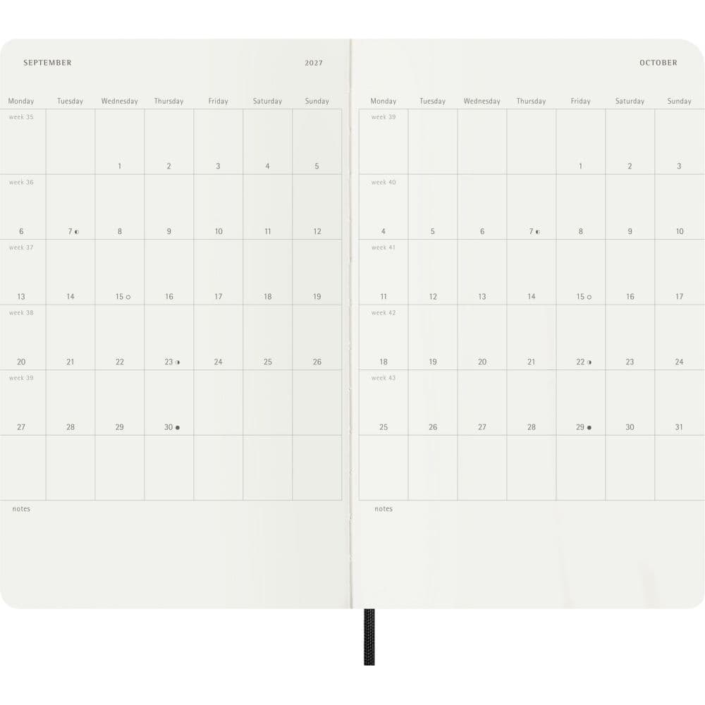 Moleskine Black Large Soft Cover 2027 Weekly Planner Fifth Alternate Image