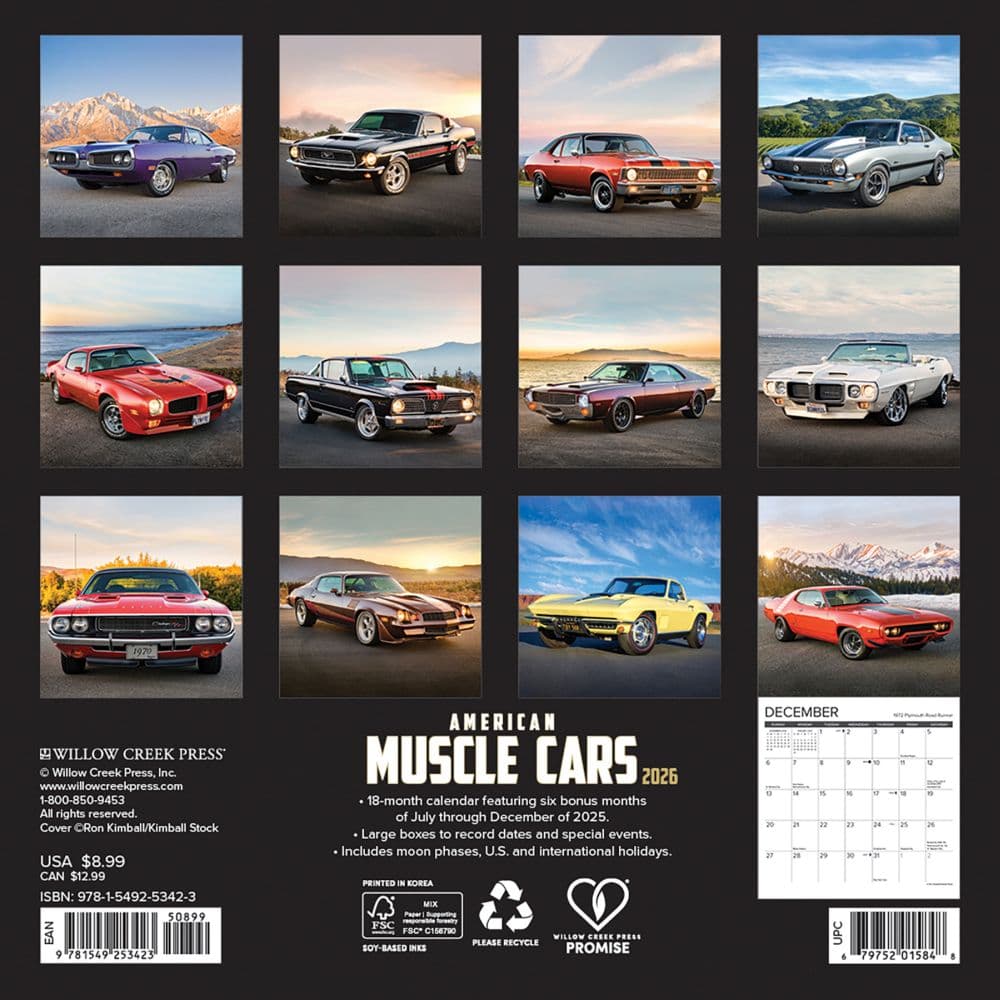 American Muscle Cars 2026 Mini Wall Calendar First Alternate Image